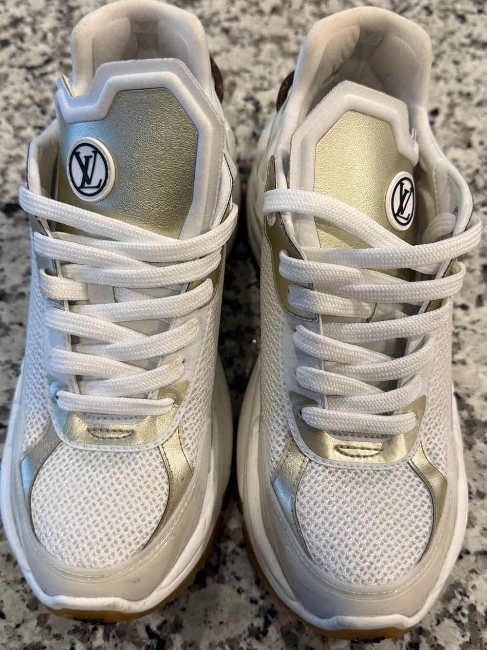 Louis Vuitton White and Gold Women’s Sneakers